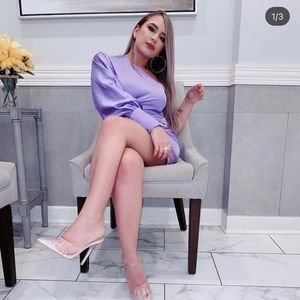 Silk lavender one shoulder dress